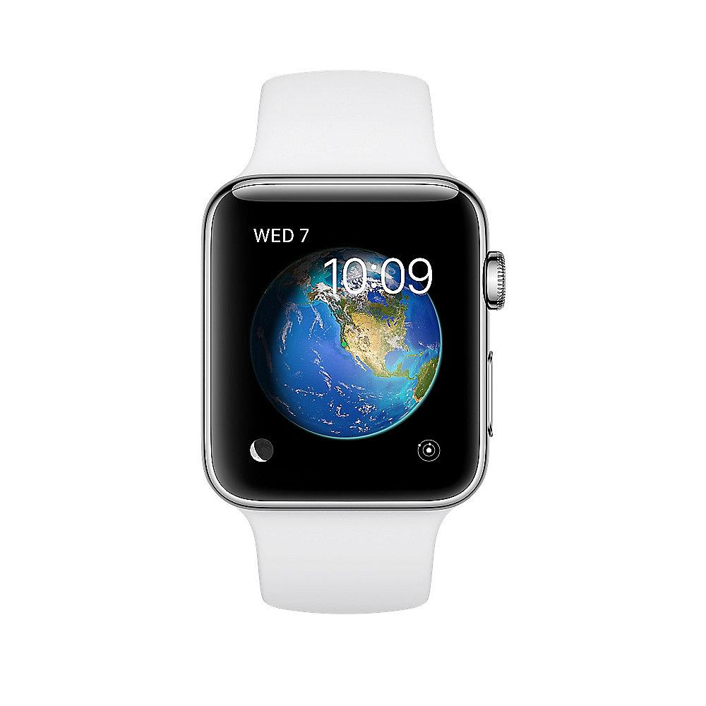 Apple Watch Series 2 38mm Edelstahlgehäuse mit Sportarmband weiß, Apple, Watch, Series, 2, 38mm, Edelstahlgehäuse, Sportarmband, weiß