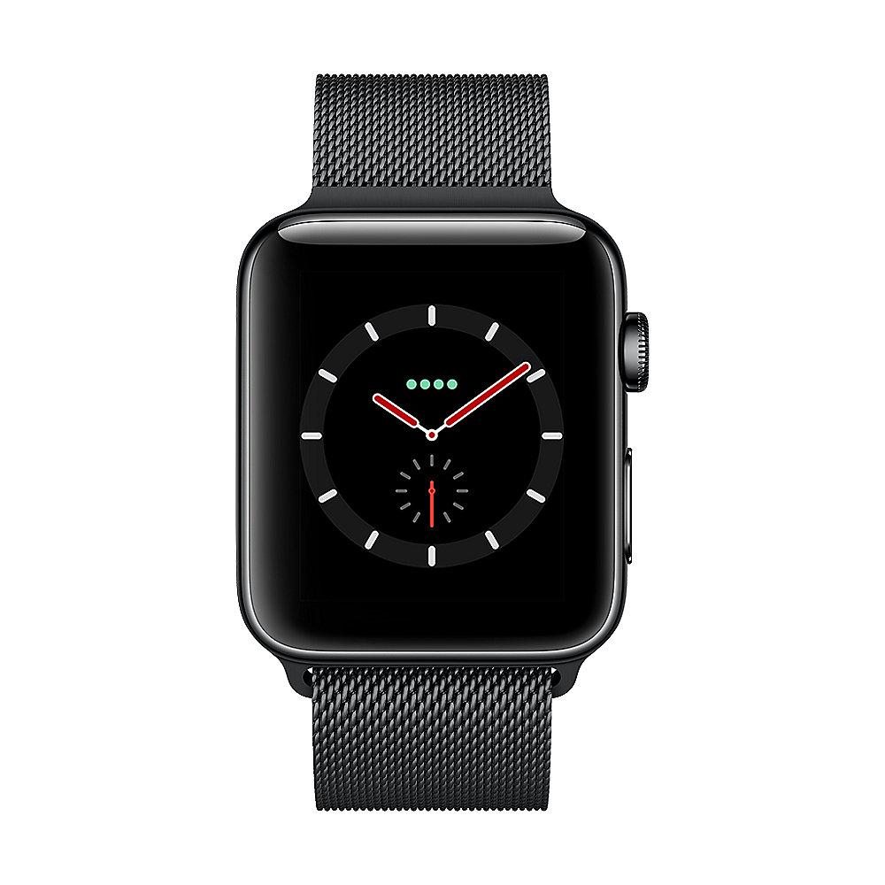 Apple Watch Series 3 LTE 42mm Edelstahlgehäuse Space Schwarz Milanaise Schwarz