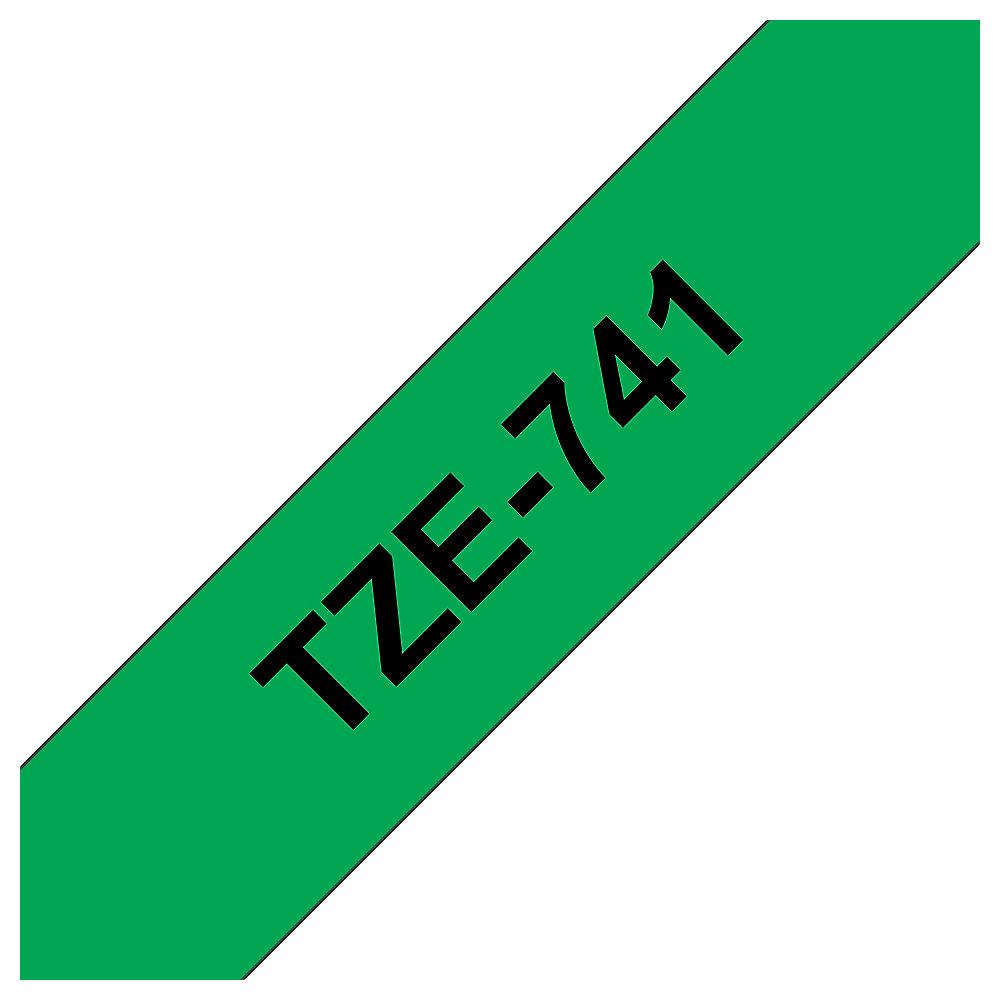 Brother TZe-741 Schriftband, schwarz auf grün, 18mm x 8m, selbstklebend, Brother, TZe-741, Schriftband, schwarz, grün, 18mm, x, 8m, selbstklebend