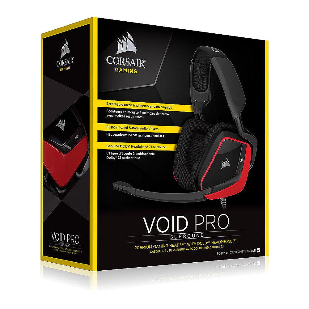 Corsair Gaming VOID PRO RED Surround Hybrid Stereo Dolby 7.1 Gaming Headset, Corsair, Gaming, VOID, PRO, RED, Surround, Hybrid, Stereo, Dolby, 7.1, Gaming, Headset