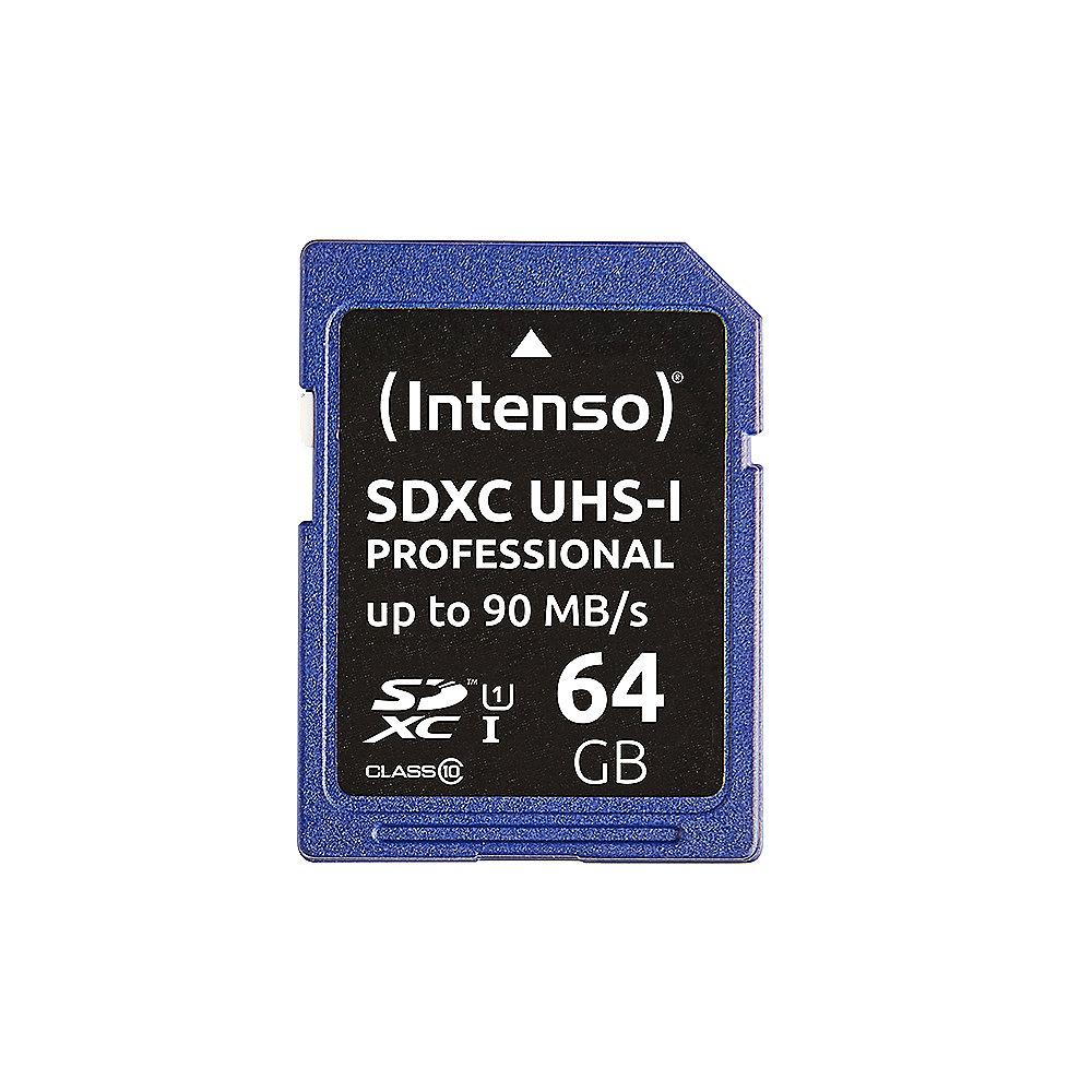 Intenso Professional 64 GB SDXC Speicherkarte (90 MB/s, Class 10, UHS-I)