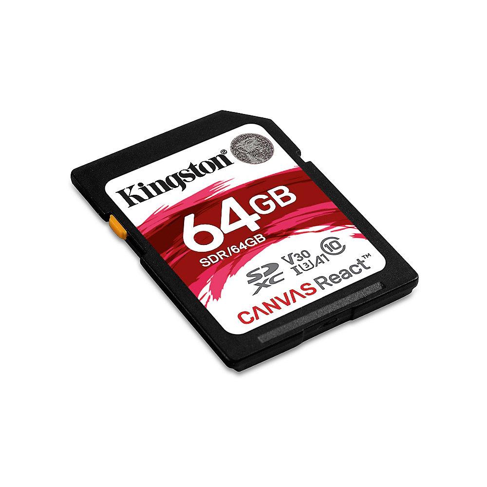 Kingston Canvas React 64 GB SDXC Speicherkarte (80 MB/s, Class 10, V30, A1)