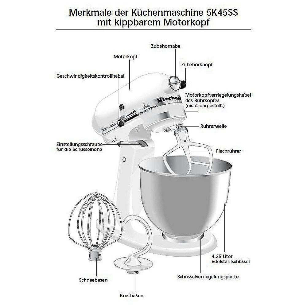 KitchenAid CLASSIC 5K45SS EWH Küchenmaschine weiss