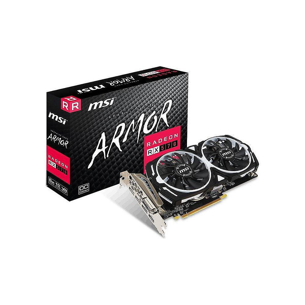MSI AMD Radeon RX 570 Armor 8G OC 8GB Grafikkarte GDDR5 DVI/HDMI/3x DP, MSI, AMD, Radeon, RX, 570, Armor, 8G, OC, 8GB, Grafikkarte, GDDR5, DVI/HDMI/3x, DP