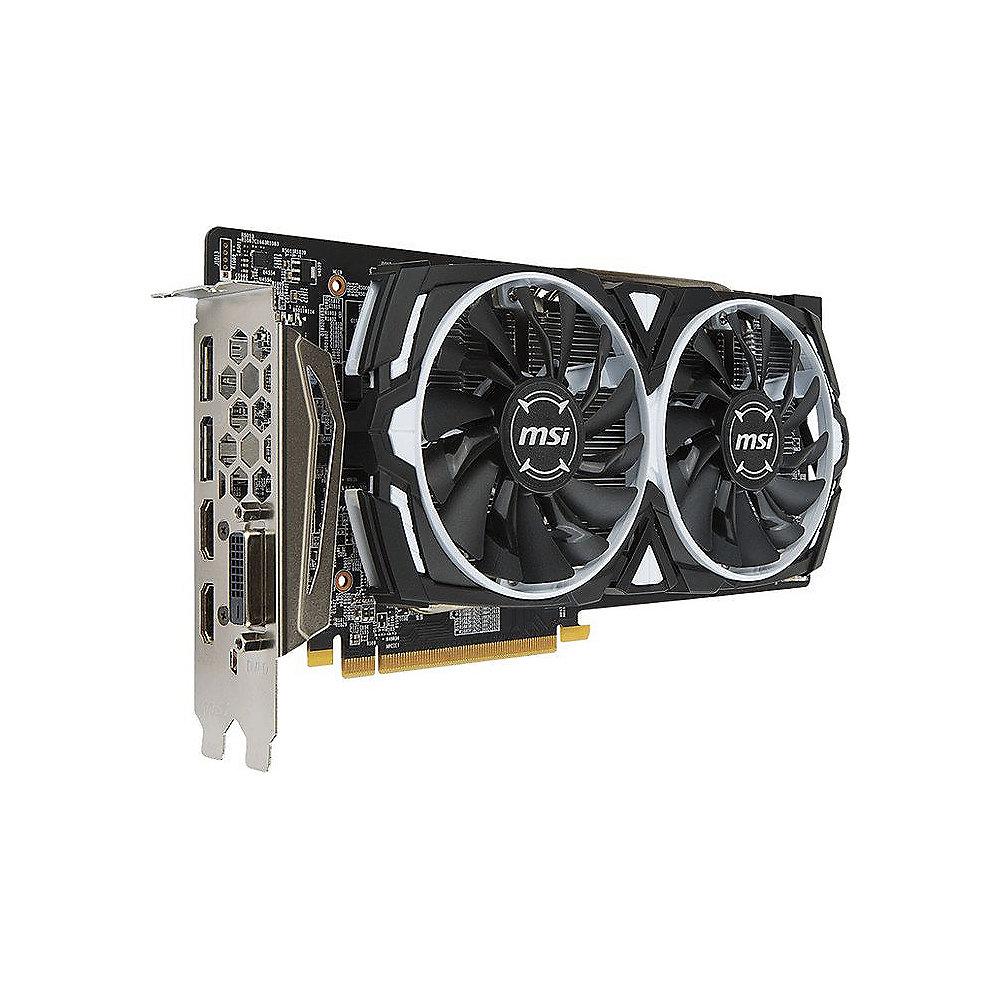 MSI AMD Radeon RX 580 Armor 8G OC 8GB Grafikkarte GDDR5  DVI/2xHDMI/2x DP