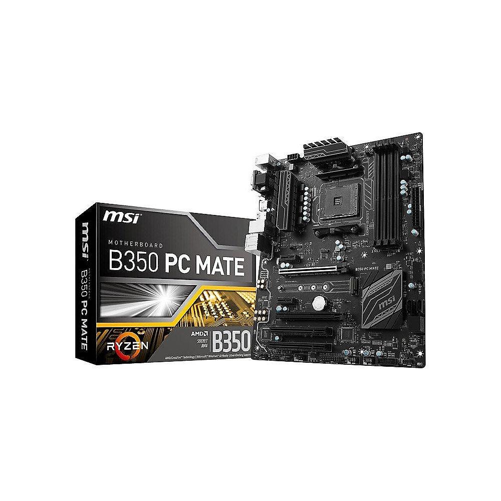 MSI B350 PC Mate SATA600/R/M.2/USB3.1 (Gen1) ATX Mainboard Sockel AM4, MSI, B350, PC, Mate, SATA600/R/M.2/USB3.1, Gen1, ATX, Mainboard, Sockel, AM4