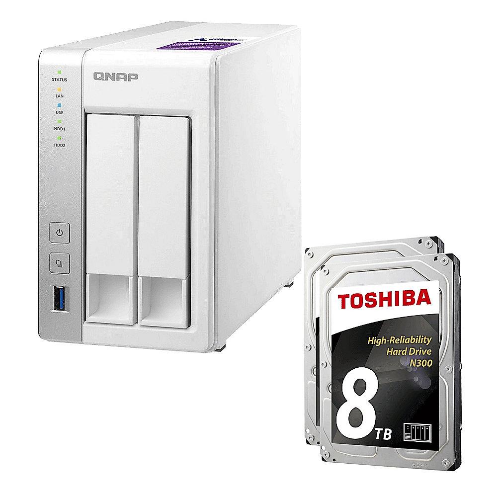 QNAP TS-231P NAS System 2-Bay 16TB inkl. 2x 8TB Toshiba HDWN180UZSVA, QNAP, TS-231P, NAS, System, 2-Bay, 16TB, inkl., 2x, 8TB, Toshiba, HDWN180UZSVA