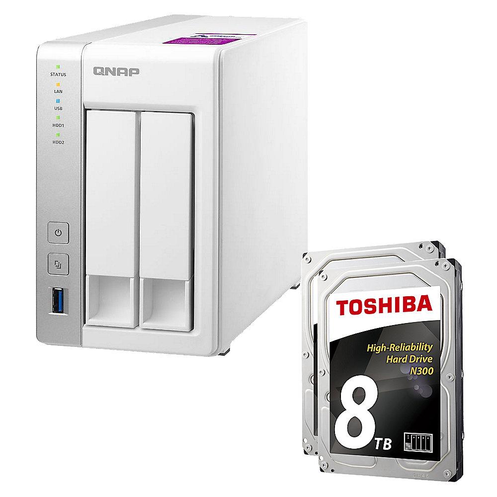 QNAP TS-231P2-1G NAS System 2-Bay 16TB inkl. 2x 8TB Toshiba HDWN180UZSVA, QNAP, TS-231P2-1G, NAS, System, 2-Bay, 16TB, inkl., 2x, 8TB, Toshiba, HDWN180UZSVA