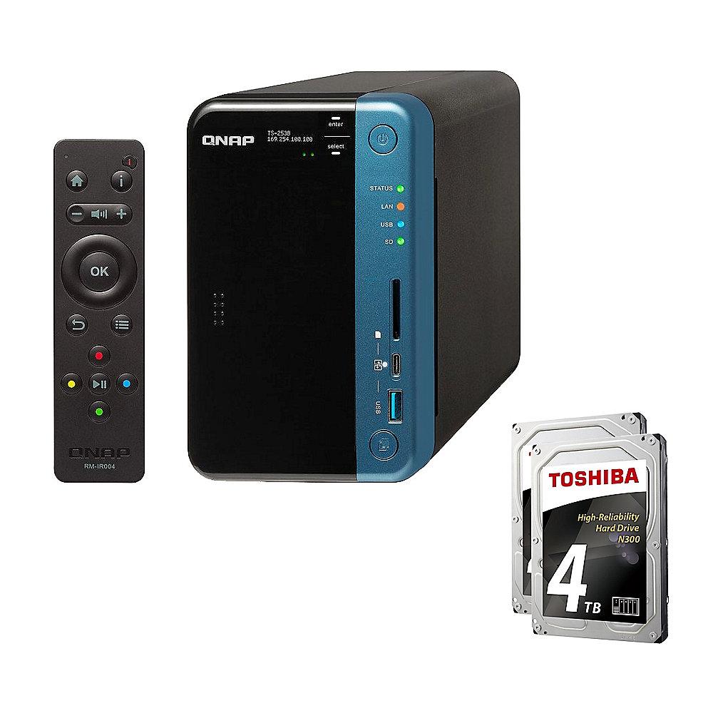 QNAP TS-253B-4G NAS System 2-Bay 8TB inkl. 2x 4TB Toshiba HDWQ140UZSVA, QNAP, TS-253B-4G, NAS, System, 2-Bay, 8TB, inkl., 2x, 4TB, Toshiba, HDWQ140UZSVA