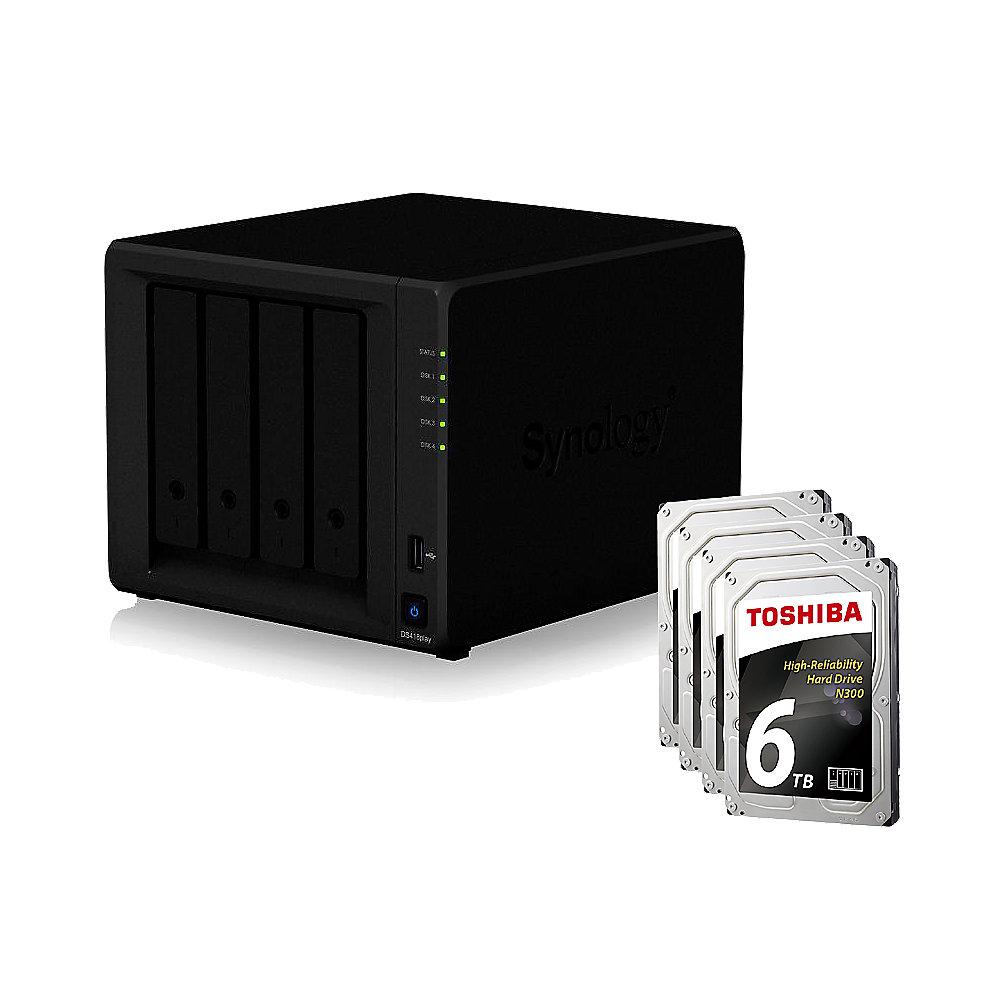 Synology DS418play NAS System 4-Bay 24TB inkl. 4x 6TB Toshiba HDWN160UZSVA, Synology, DS418play, NAS, System, 4-Bay, 24TB, inkl., 4x, 6TB, Toshiba, HDWN160UZSVA