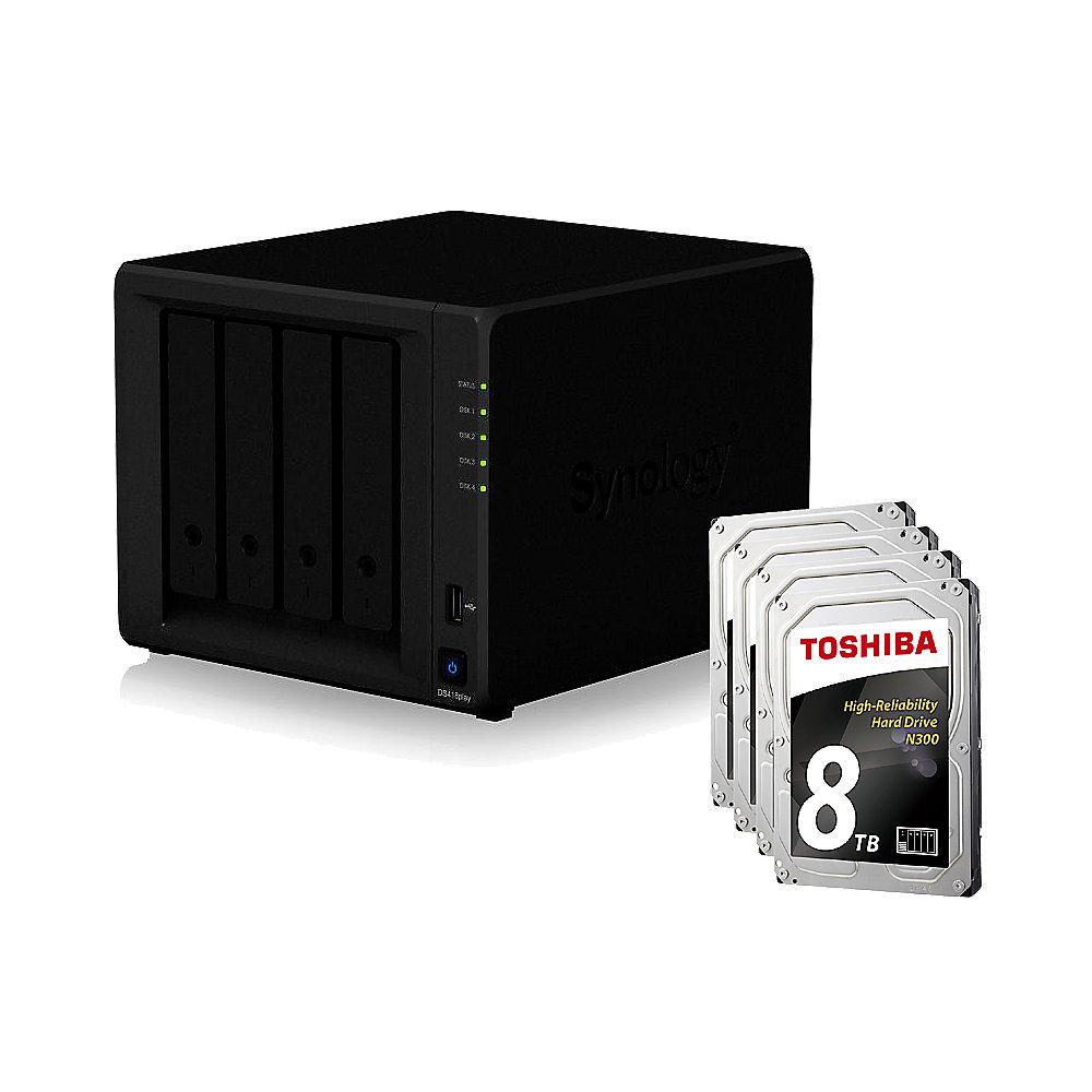 Synology DS418play NAS System 4-Bay 32TB inkl. 4x 8TB Toshiba HDWN180UZSVA