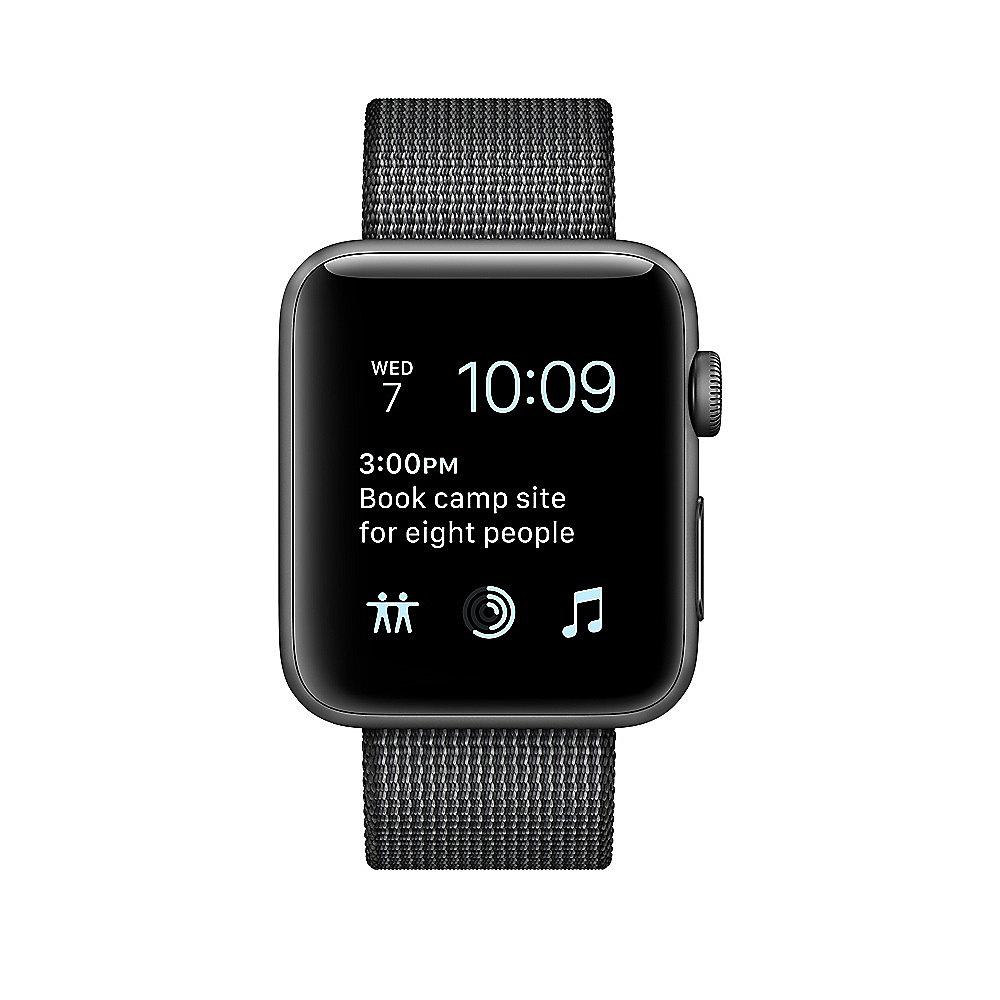 Apple Watch Series 2 38mm Aluminiumgehäuse Space Grau Armband Nylon Schwarz