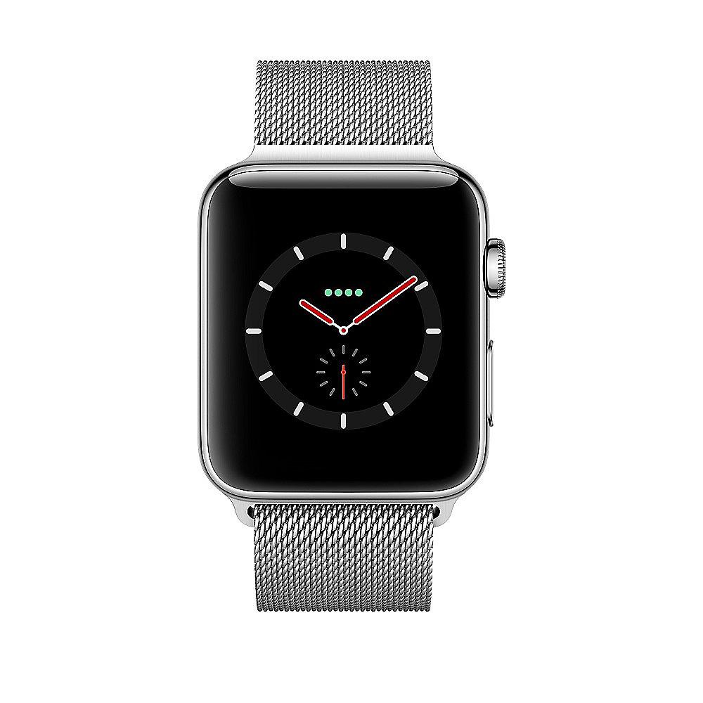 Apple Watch Series 3 LTE 42mm Edelstahlgehäuse Milanaise Silber, Apple, Watch, Series, 3, LTE, 42mm, Edelstahlgehäuse, Milanaise, Silber