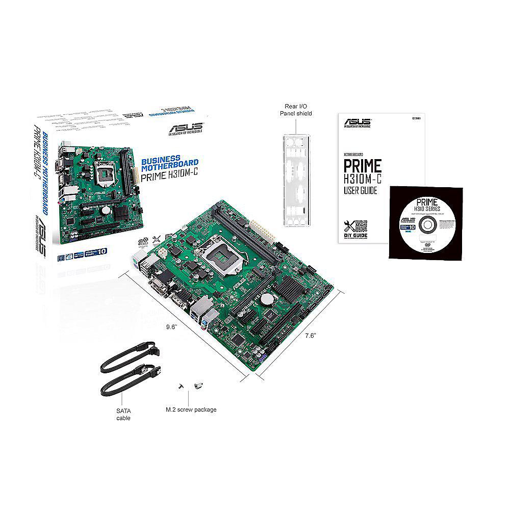 ASUS Prime H310M-C mATX Mainboard Sockel 1151 DVI/VGA/M.2/COM/USB3.1 (Gen 1), ASUS, Prime, H310M-C, mATX, Mainboard, Sockel, 1151, DVI/VGA/M.2/COM/USB3.1, Gen, 1,