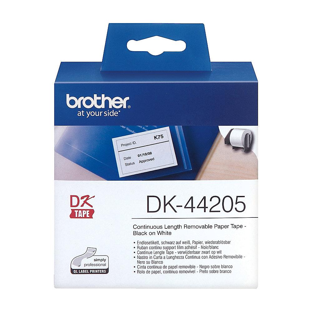 Brother DK44205 wieder ablösbare Klebe-Etiketten, Papier, 62mm x 30,48m, Brother, DK44205, wieder, ablösbare, Klebe-Etiketten, Papier, 62mm, x, 30,48m