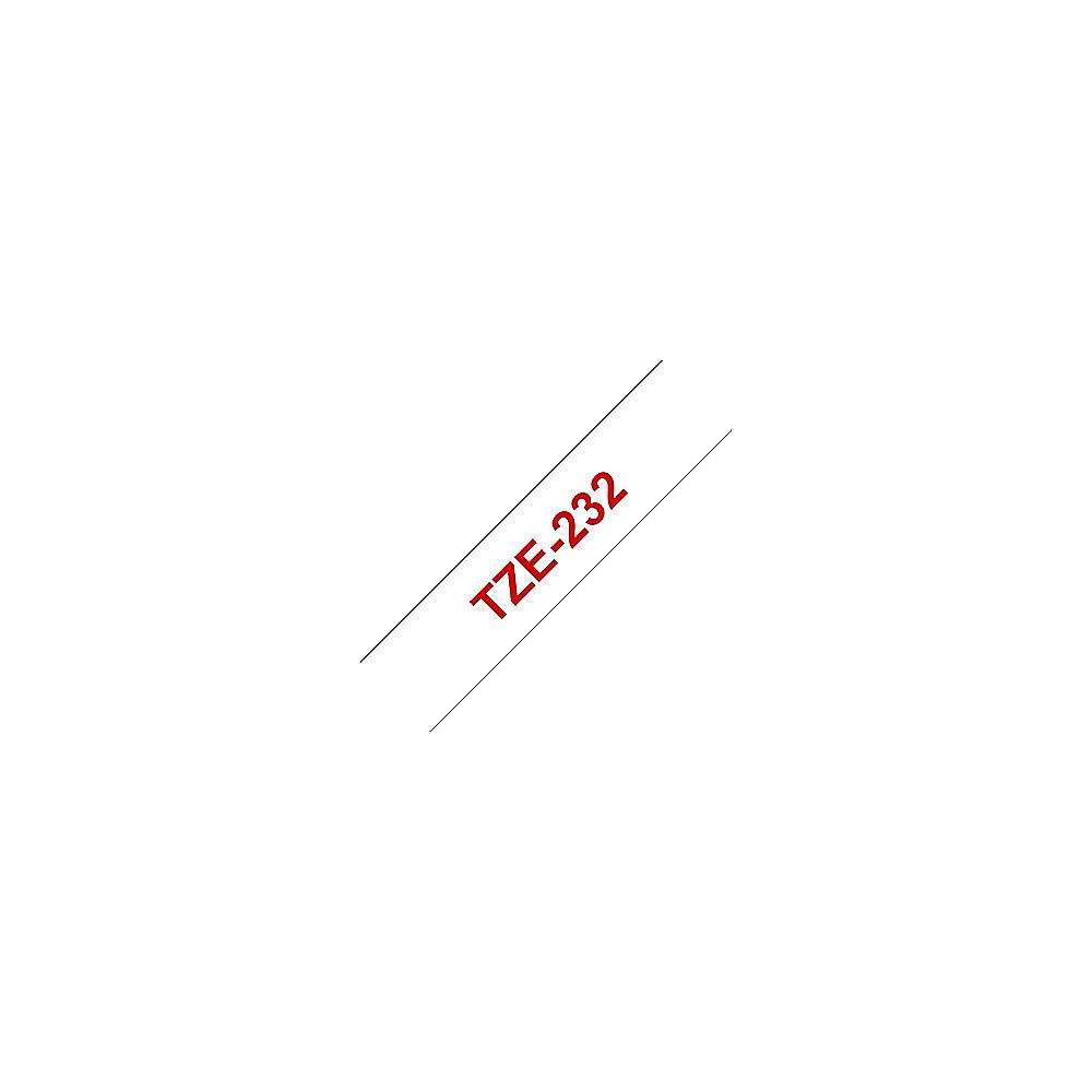 Brother TZe-232 Schriftbandband rot/weiß Klebeband 8m x 12mm