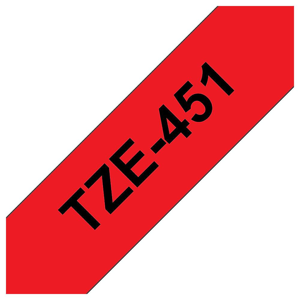 Brother TZe-451 Schriftband, 24mm x 8m , schwarz auf rot, selbstklebend, Brother, TZe-451, Schriftband, 24mm, x, 8m, schwarz, rot, selbstklebend