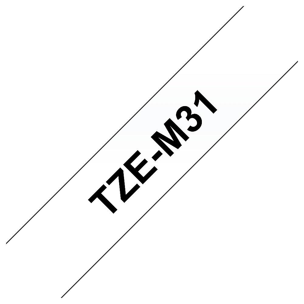 Brother TZe-M31 Schriftband, 12mm x 5m, schwarz auf transparent (matt), Brother, TZe-M31, Schriftband, 12mm, x, 5m, schwarz, transparent, matt,