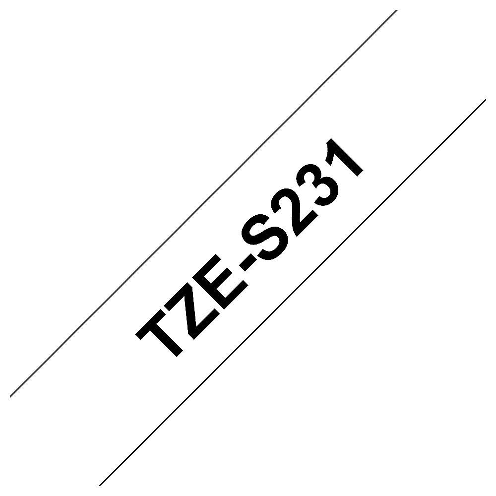 Brother TZe-S231 Schriftband, 12mm x 8m, schwarz auf weiß, stark klebend, Brother, TZe-S231, Schriftband, 12mm, x, 8m, schwarz, weiß, stark, klebend