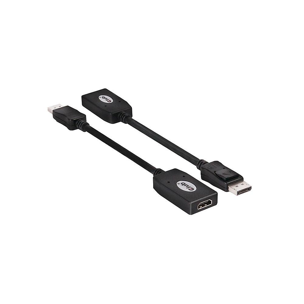 Club 3D Displayport Adapterkabel 0,18m DP zu HDMI passiv schwarz CAC-1001, Club, 3D, Displayport, Adapterkabel, 0,18m, DP, HDMI, passiv, schwarz, CAC-1001