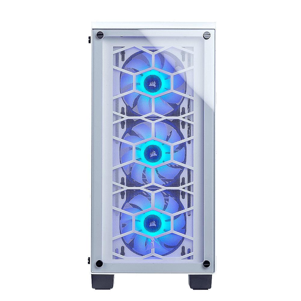 Corsair Crystal 460X RGB Weiß Midi Tower ATX Gehäuse mit gehärtetem Glas