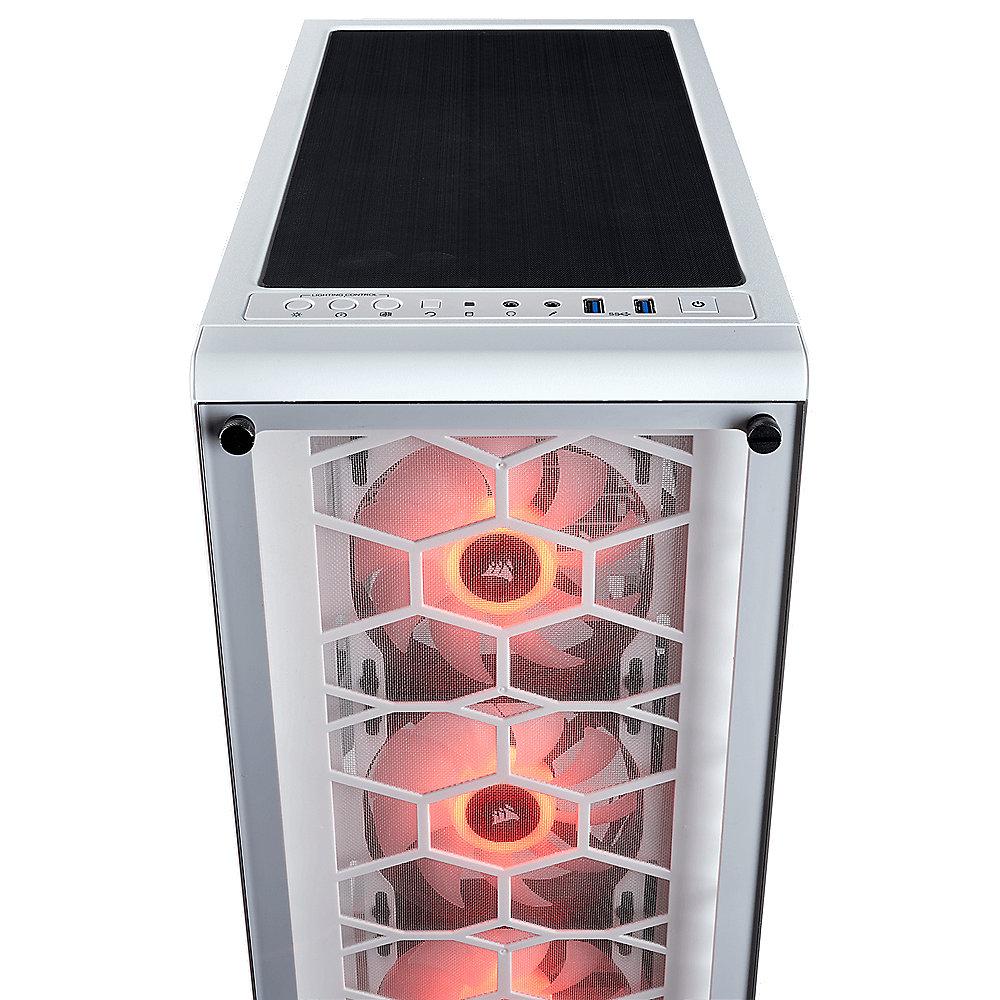 Corsair Crystal 460X RGB Weiß Midi Tower ATX Gehäuse mit gehärtetem Glas