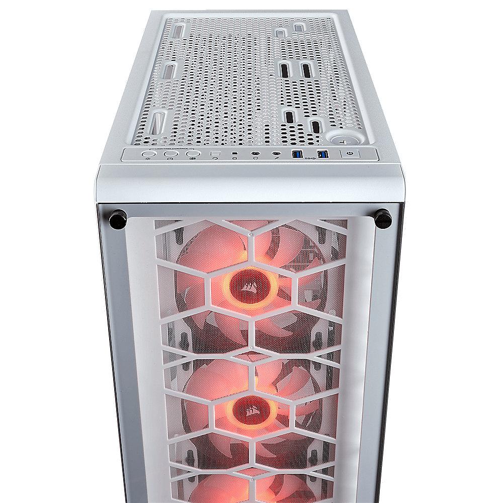 Corsair Crystal 460X RGB Weiß Midi Tower ATX Gehäuse mit gehärtetem Glas