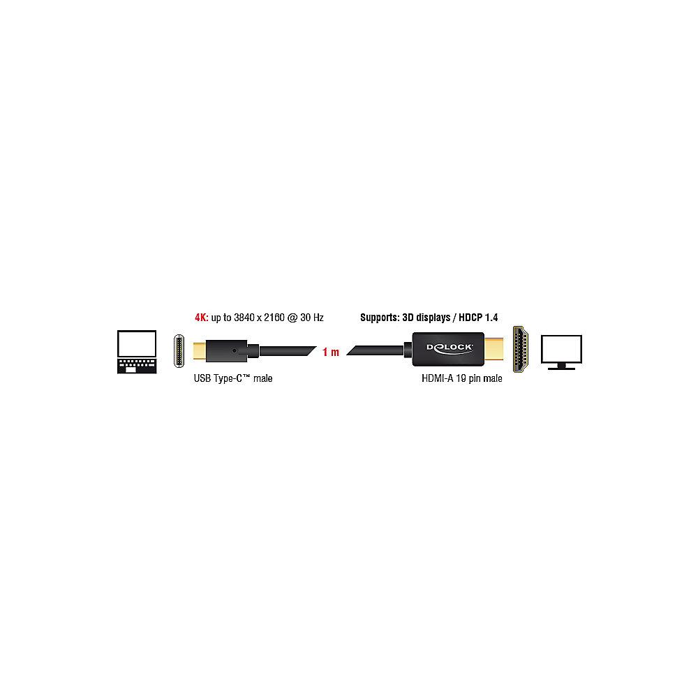DeLOCK Adapterkabel 1m USB-C zu HDMI 4k 30Hz St./St. 85258 schwarz