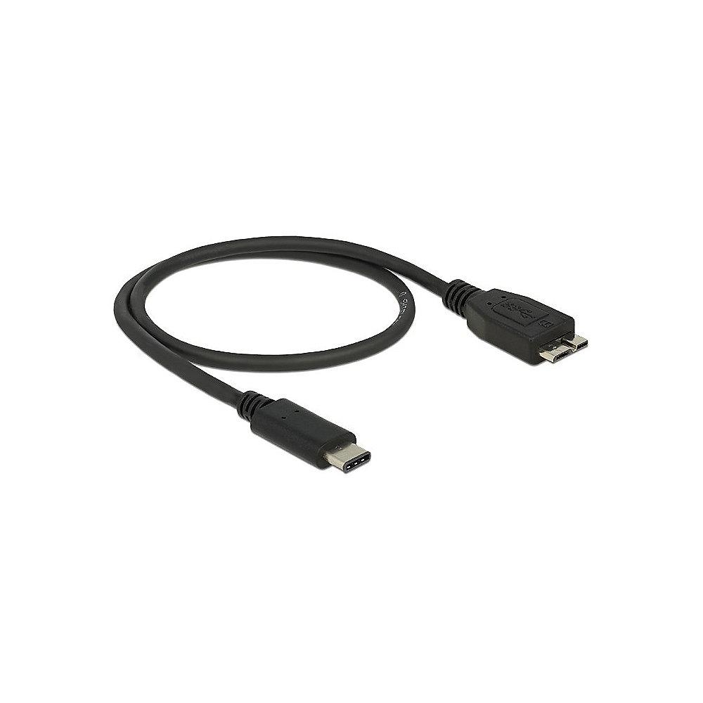DeLOCK USB 3.1 Adapterkabel 0,5m C zu micro-B Gen2 St./St. 83676 schwarz, DeLOCK, USB, 3.1, Adapterkabel, 0,5m, C, micro-B, Gen2, St./St., 83676, schwarz