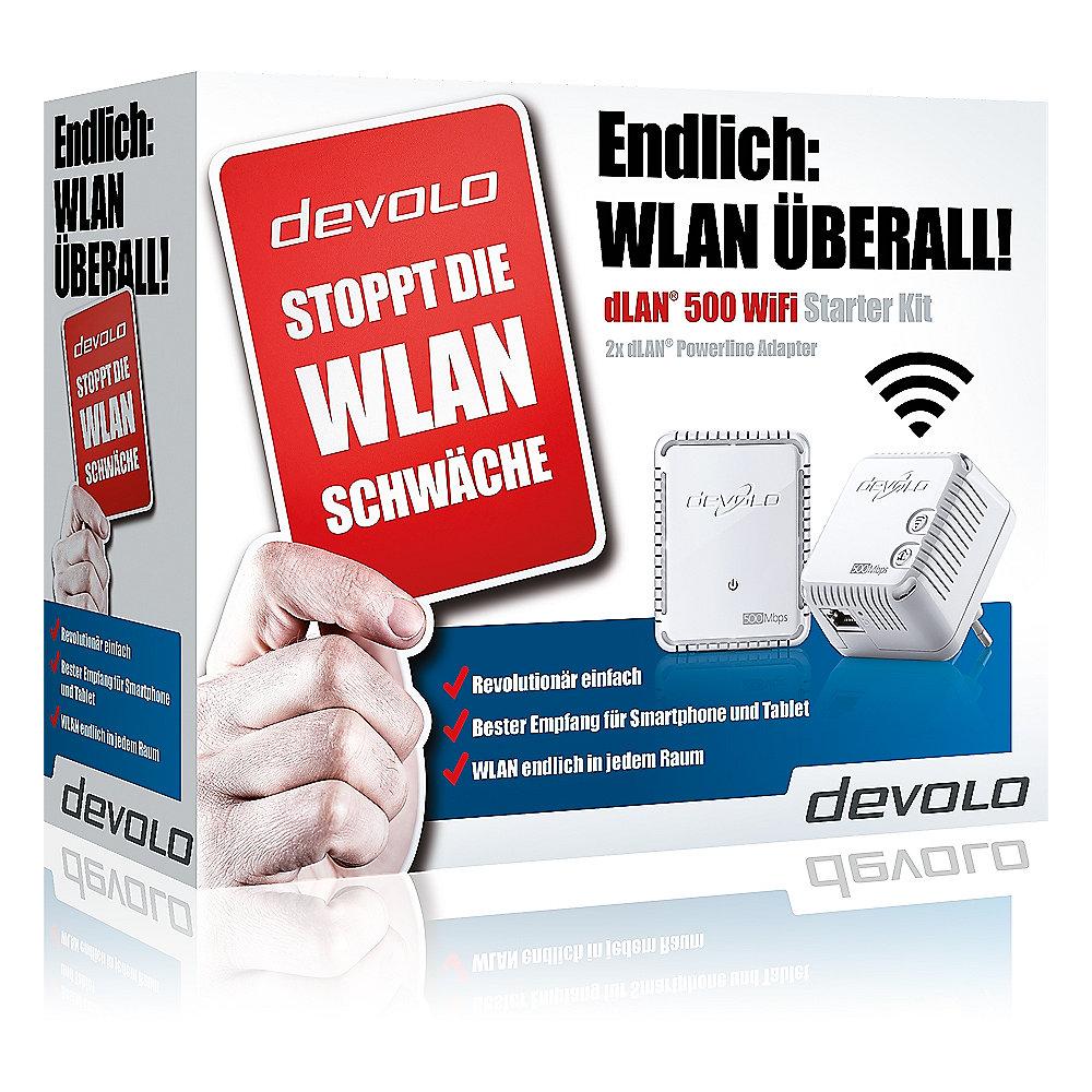 devolo dLAN 500 WiFi Starter Kit (500Mbit, 2er Kit, Powerline   WLAN, 1xLAN), devolo, dLAN, 500, WiFi, Starter, Kit, 500Mbit, 2er, Kit, Powerline, , WLAN, 1xLAN,