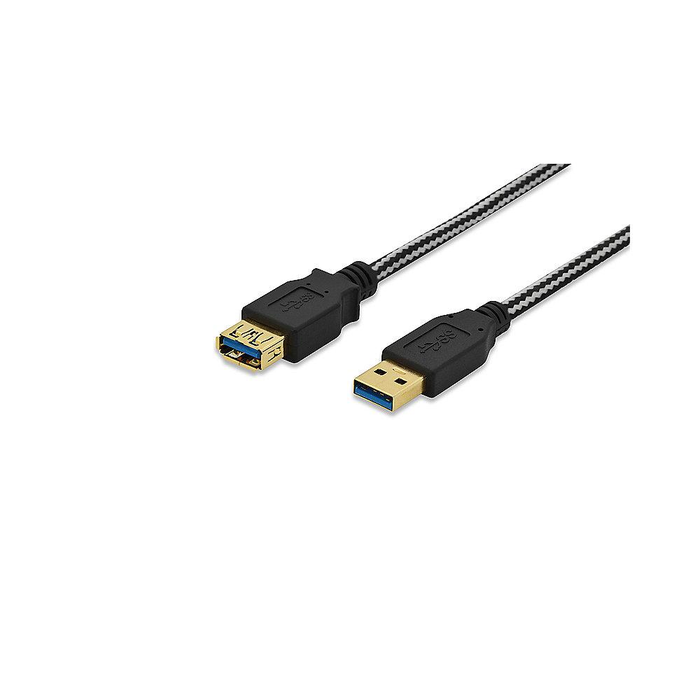 ednet USB 3.0 Verlängerungskabel 1,8m A zu A vergoldet St./Bu schwarz