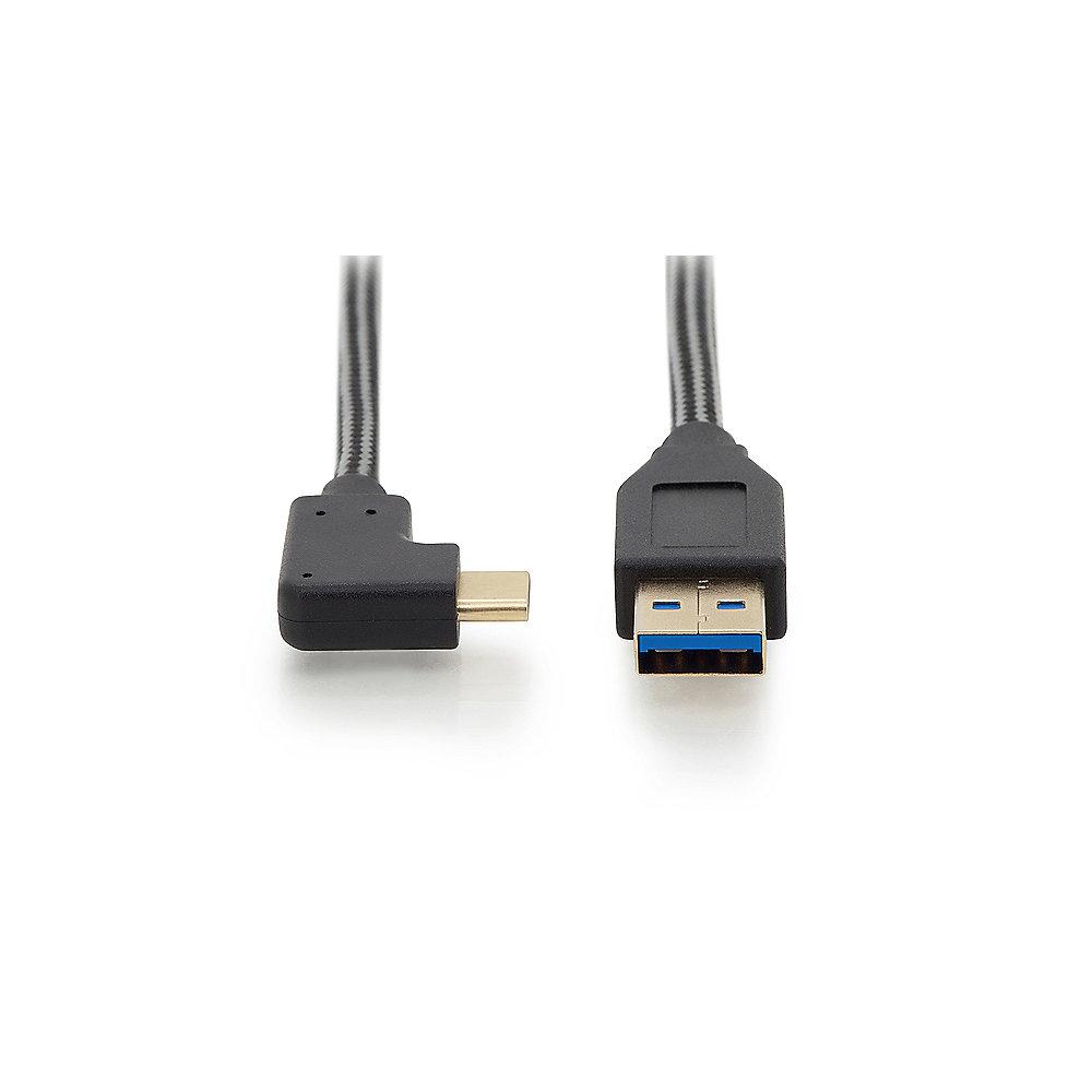 ednet USB Type C 90° Anschlusskabel zu A 1,0m St./St. schwarz