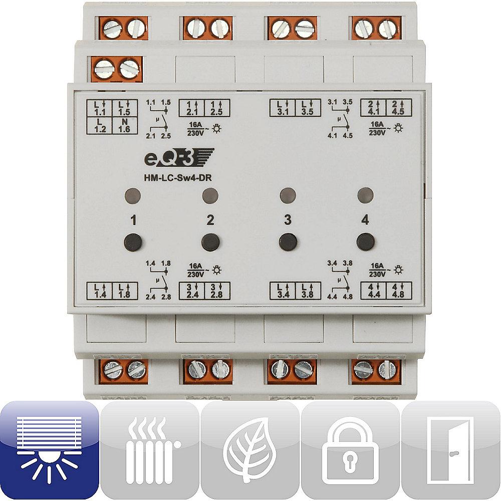 HomeMatic Funk-Schaltaktor 4-fach Hutschienenmontage HM-LC-Sw4-DR-2, HomeMatic, Funk-Schaltaktor, 4-fach, Hutschienenmontage, HM-LC-Sw4-DR-2