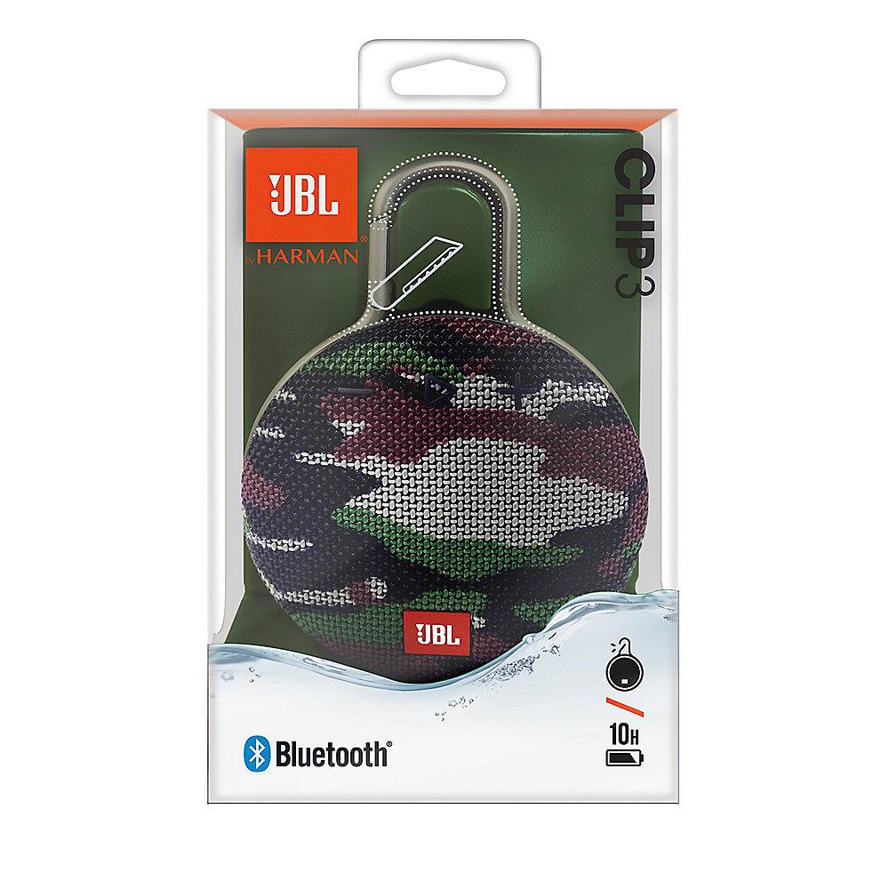 JBL Clip 3 Squad Tragbarer Bluetooth-Lautsprecher wasserdicht nach IPX7, JBL, Clip, 3, Squad, Tragbarer, Bluetooth-Lautsprecher, wasserdicht, IPX7