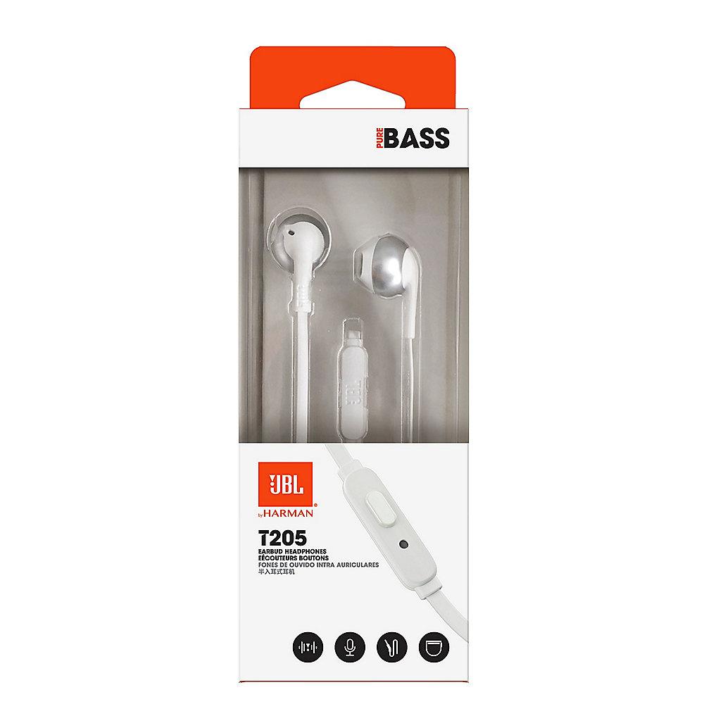 JBL T205 Chrome - In Ear-Kopfhörer mit Mikrofon, JBL, T205, Chrome, Ear-Kopfhörer, Mikrofon