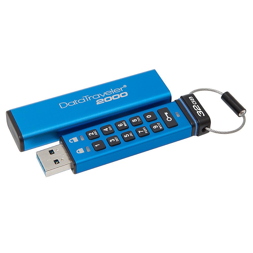Kingston 32GB DataTraveler 2000 Data Secure Stick USB3.0 IP57 DT2000/32GB, Kingston, 32GB, DataTraveler, 2000, Data, Secure, Stick, USB3.0, IP57, DT2000/32GB