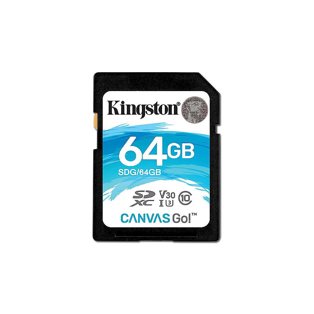 Kingston Canvas Go! 64 GB SDXC Speicherkarte (45 MB/s, Class 10, V30, UHS-I), Kingston, Canvas, Go!, 64, GB, SDXC, Speicherkarte, 45, MB/s, Class, 10, V30, UHS-I,