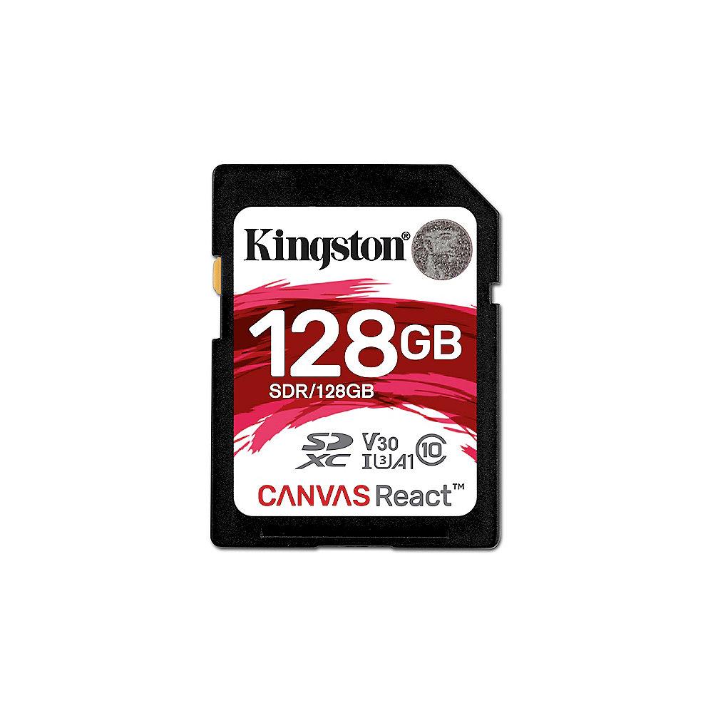 Kingston Canvas React 128 GB SDXC Speicherkarte (80 MB/s, Class 10, V30, A1), Kingston, Canvas, React, 128, GB, SDXC, Speicherkarte, 80, MB/s, Class, 10, V30, A1,