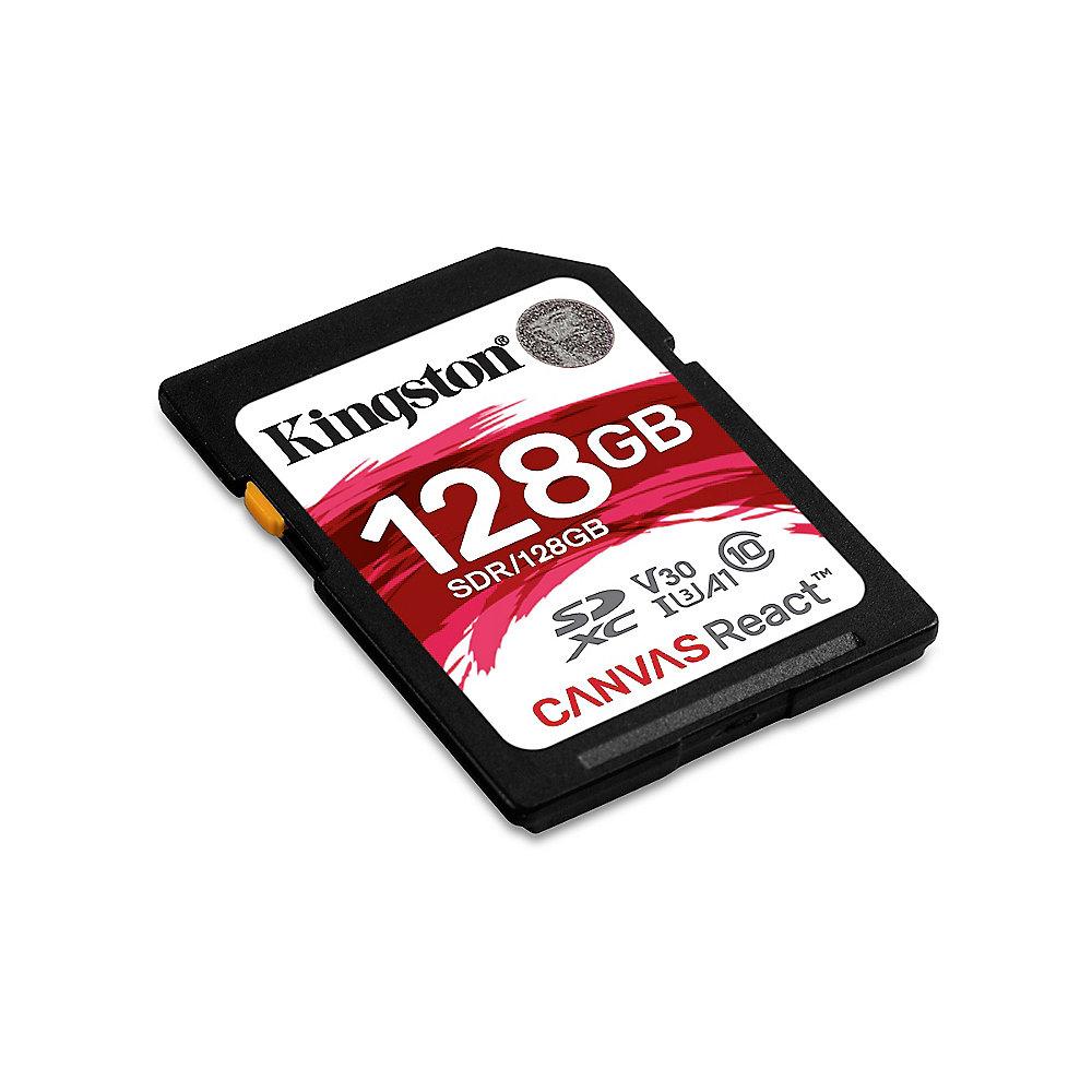 Kingston Canvas React 128 GB SDXC Speicherkarte (80 MB/s, Class 10, V30, A1), Kingston, Canvas, React, 128, GB, SDXC, Speicherkarte, 80, MB/s, Class, 10, V30, A1,