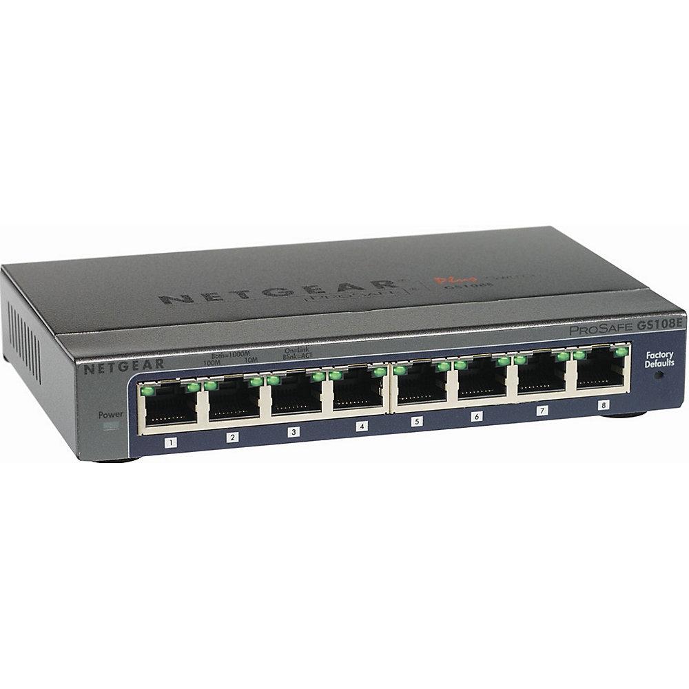 Netgear GS108E-300PES ProSafe Plus 8x Gigabit Switch web managed IGMPv3, Netgear, GS108E-300PES, ProSafe, Plus, 8x, Gigabit, Switch, web, managed, IGMPv3