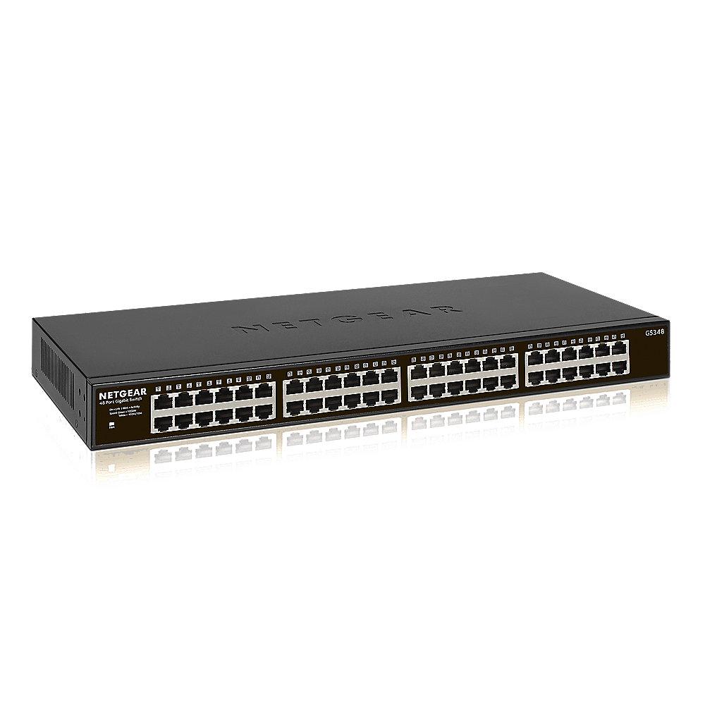 Netgear GS348 48x Gigabit Switch 10/100/1000MBit Metallgehäuse Befestigungskit