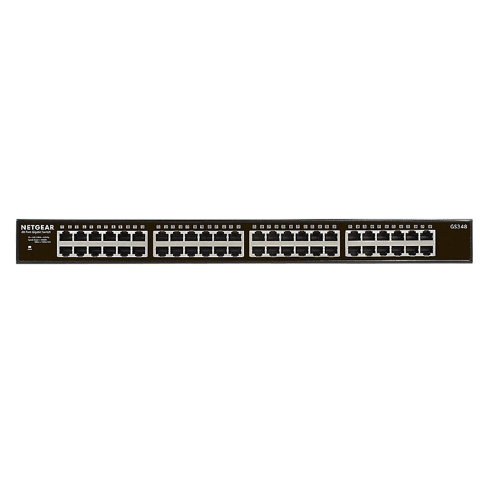 Netgear GS348 48x Gigabit Switch 10/100/1000MBit Metallgehäuse Befestigungskit, Netgear, GS348, 48x, Gigabit, Switch, 10/100/1000MBit, Metallgehäuse, Befestigungskit