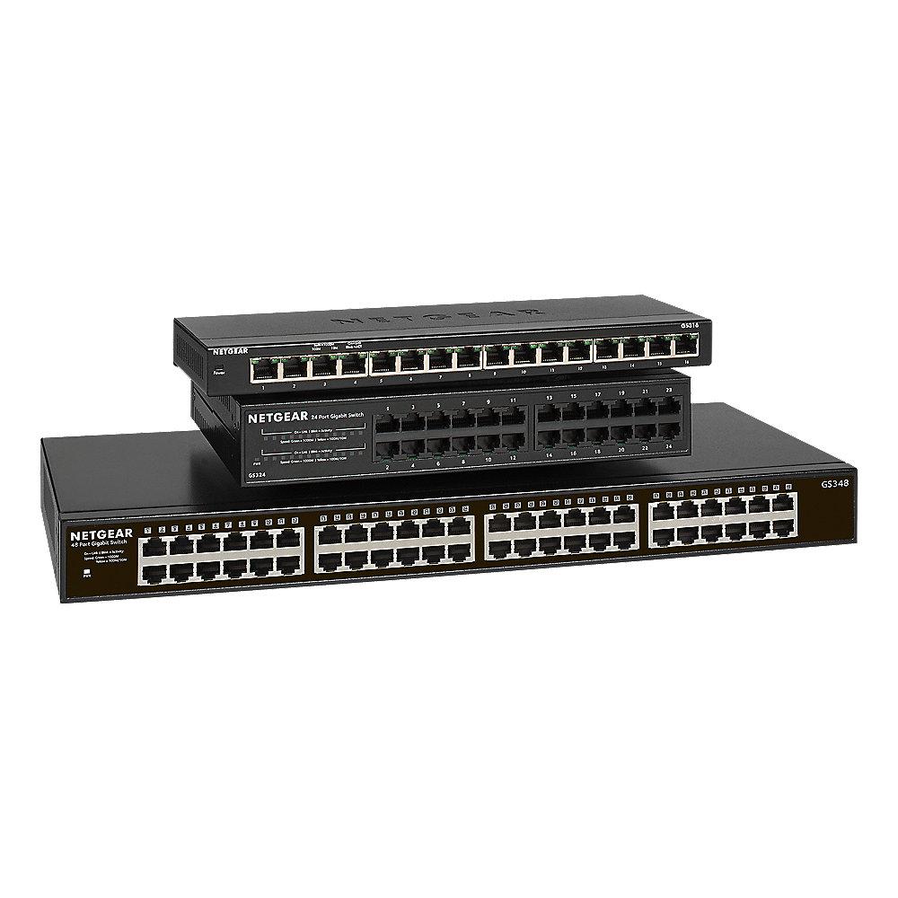 Netgear GS348 48x Gigabit Switch 10/100/1000MBit Metallgehäuse Befestigungskit