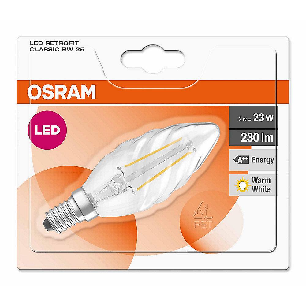 Osram LED Retrofit Classic BW25 Kerze 2W (23W) E14 klar warmweiß, Osram, LED, Retrofit, Classic, BW25, Kerze, 2W, 23W, E14, klar, warmweiß