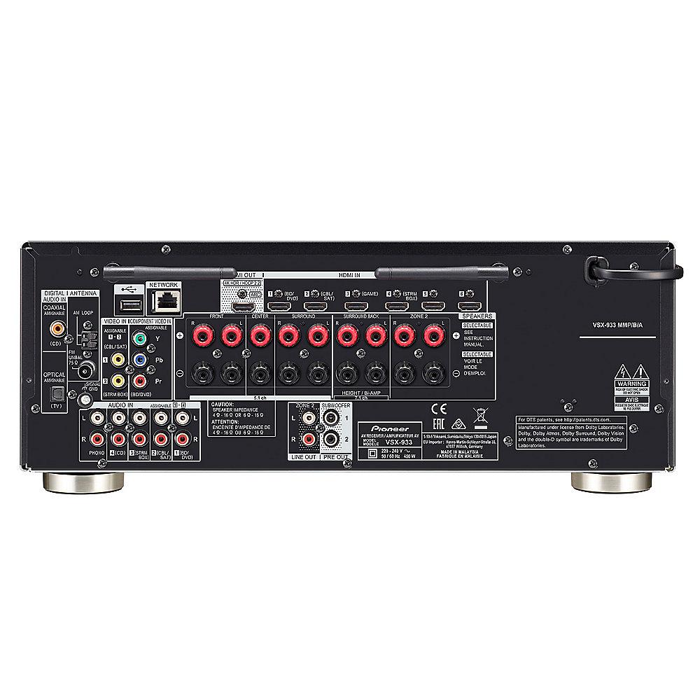 Pioneer VSX-933 7.2 AV Receiver 4K AirPlay WiFi BT Dolby Atmos HDR Multiroom sw
