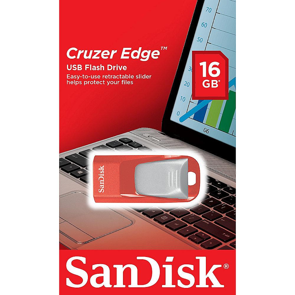 SanDisk 16GB Cruzer Edge USB 2.0 Stick rot, SanDisk, 16GB, Cruzer, Edge, USB, 2.0, Stick, rot