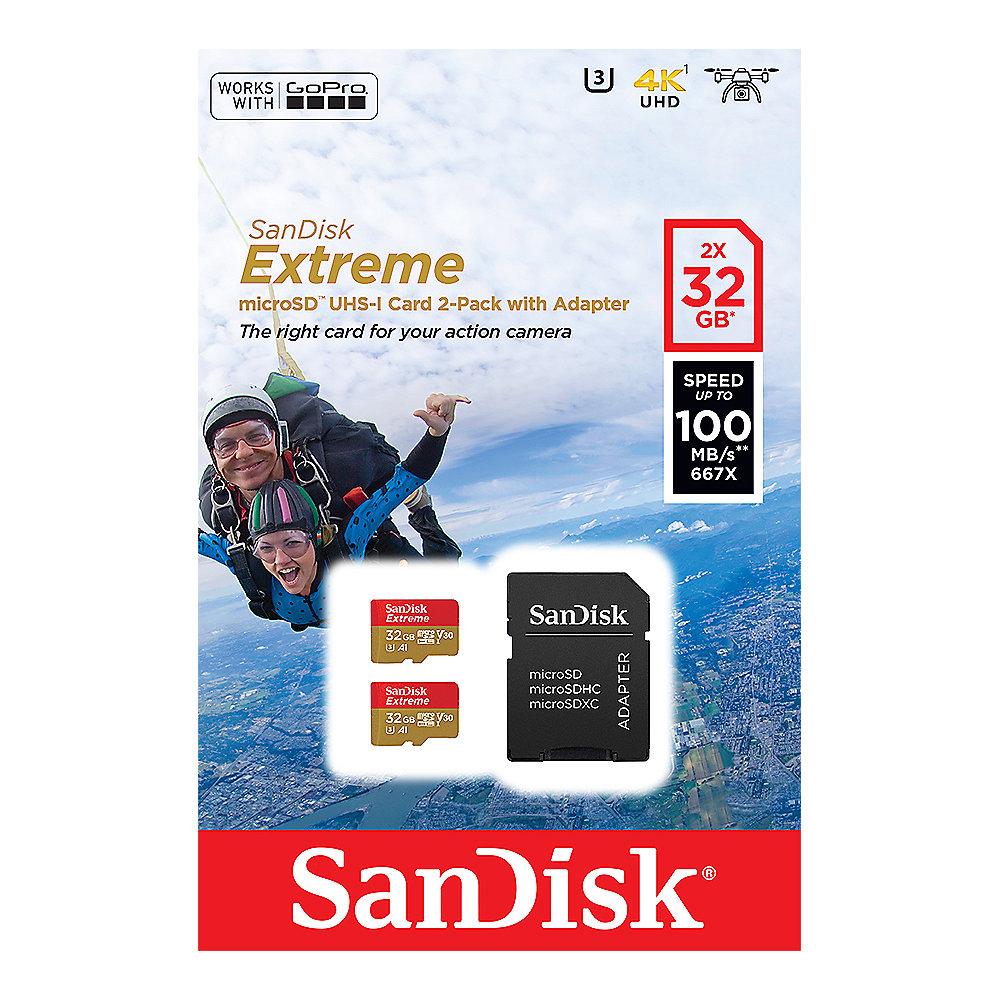 SanDisk ActionSC 2x 32GB microSDHC Speicherkarte Kit 60 MB/s, Class 10, U3, A1, SanDisk, ActionSC, 2x, 32GB, microSDHC, Speicherkarte, Kit, 60, MB/s, Class, 10, U3, A1