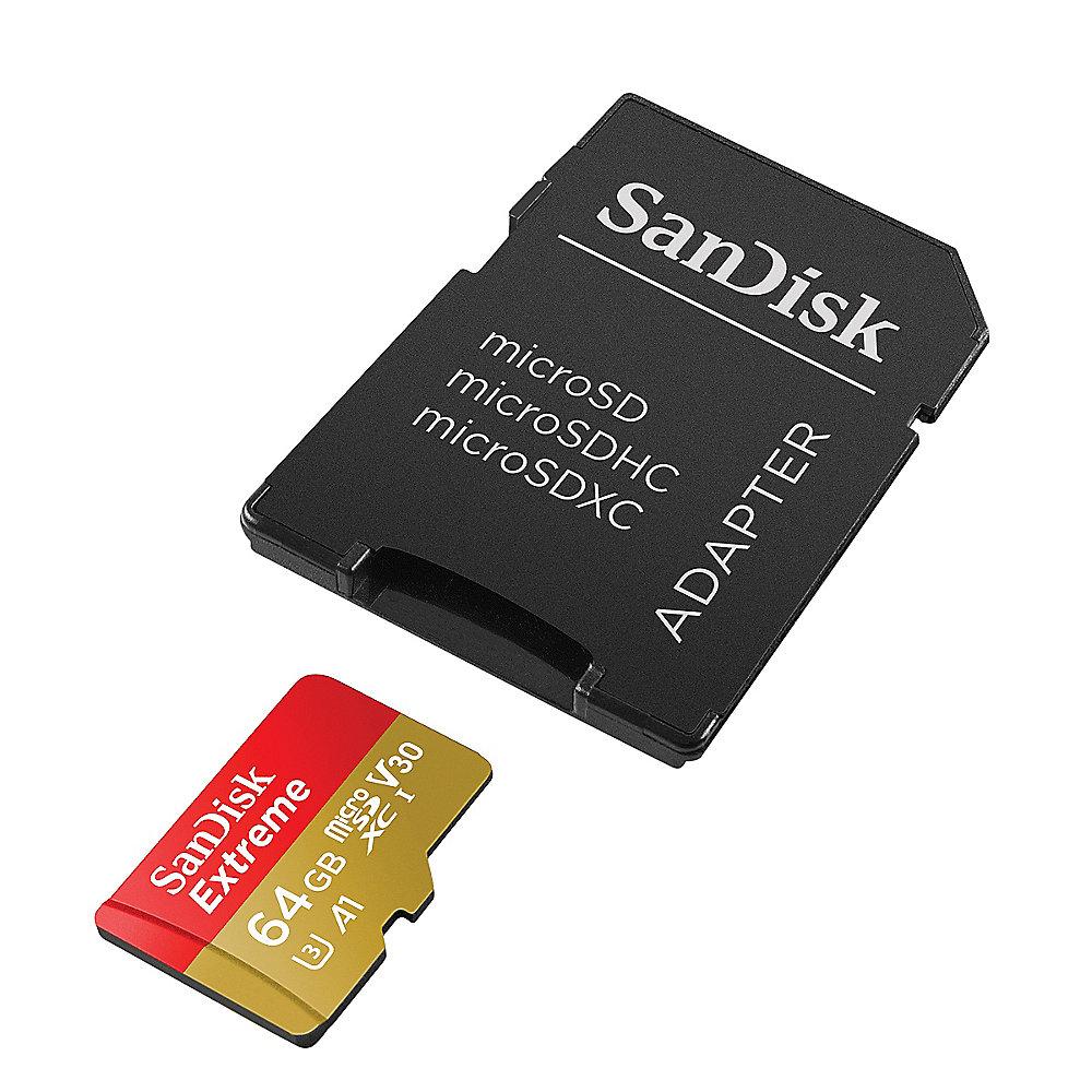 SanDisk Extreme 64GB microSDXC Speicherkarte Kit 60 MB/s, Class 10, U3, V30, A1