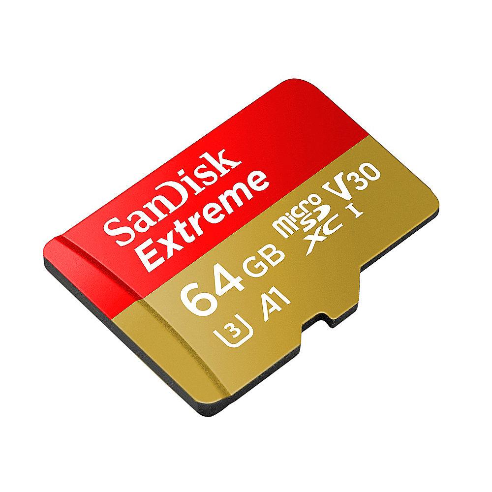 SanDisk Extreme 64GB microSDXC Speicherkarte Kit 60 MB/s, Class 10, U3, V30, A1, SanDisk, Extreme, 64GB, microSDXC, Speicherkarte, Kit, 60, MB/s, Class, 10, U3, V30, A1