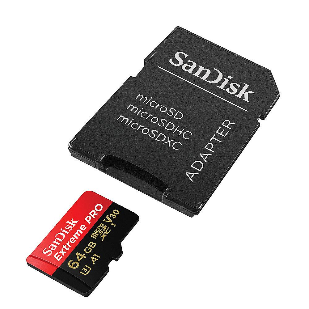 SanDisk Extreme Pro 64GB microSDXC Speicherkarte Kit 90 MB/s, Class 10, U3, A1, SanDisk, Extreme, Pro, 64GB, microSDXC, Speicherkarte, Kit, 90, MB/s, Class, 10, U3, A1